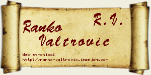 Ranko Valtrović vizit kartica